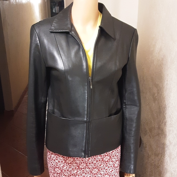 ANN TAYLOR Black Jacket Leather - Picture 5 of 11